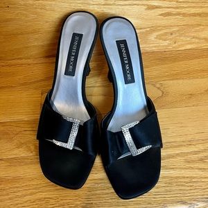 Vintage Jennifer Moore Black Rhinestone Strapless Heels 8